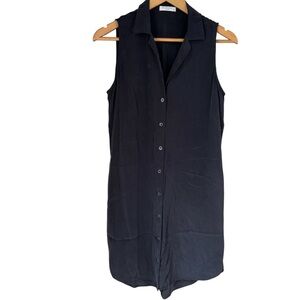 Equipment silk dress Black Sleeveless Button-Down small soft